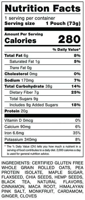 Oats Overnight Chai Latte Nutrition Facts