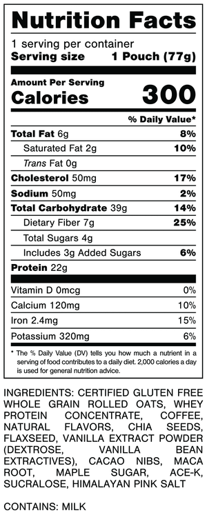 Oats Overnight Mocha Dream Nutrition Facts