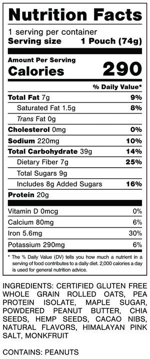 Oats Overnight Peanut Butter Cookie Dough Cacao Crunch Nutrition Facts