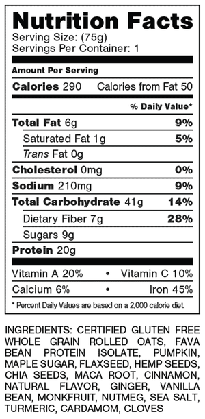 Oats Overnight Chai Latte Nutrition Facts
